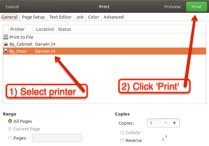 Chose printer and select print.