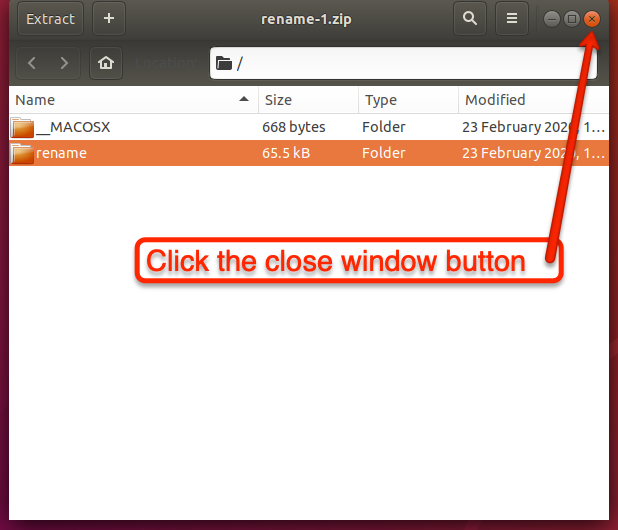 click close window button