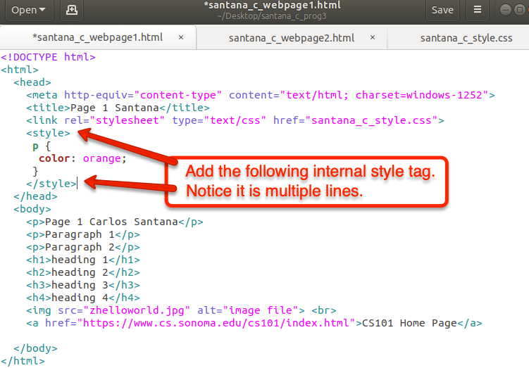 add internal style tag