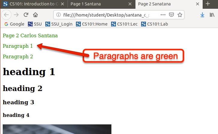Paragraphs are green