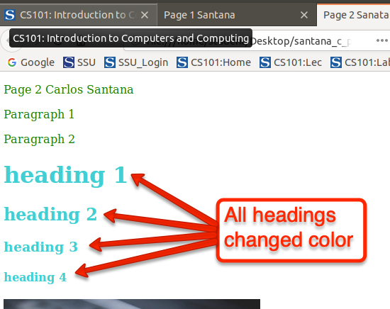 all headings changed color