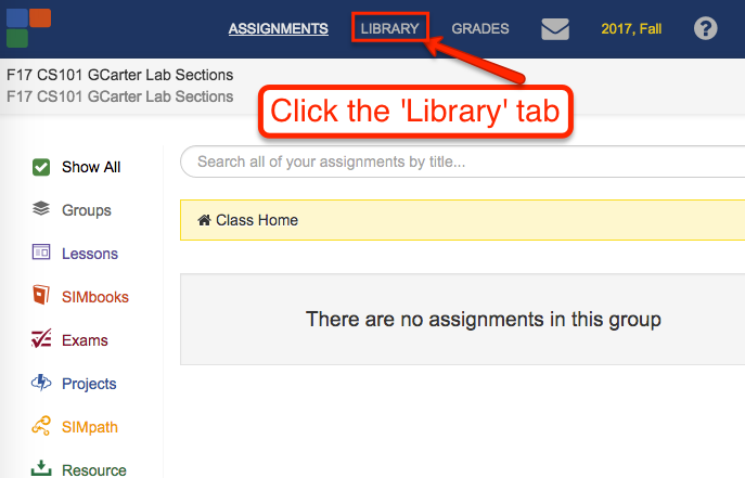 Cllick on Library