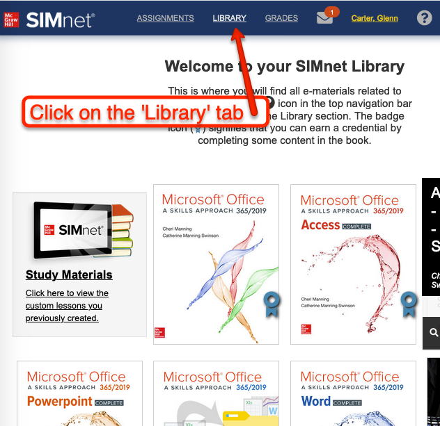 Click on Library