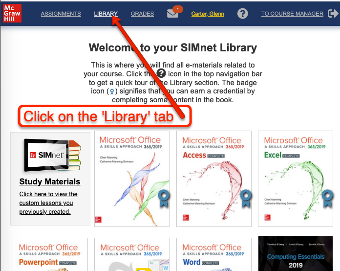 Click on Library