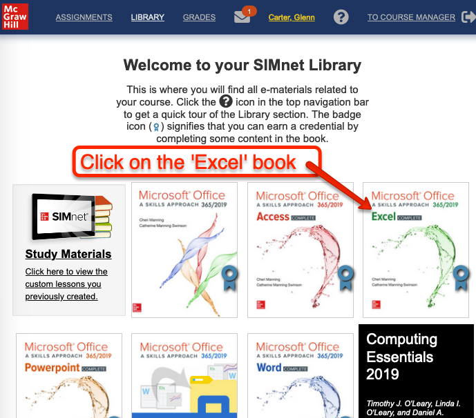 Click on the Excel Complete book