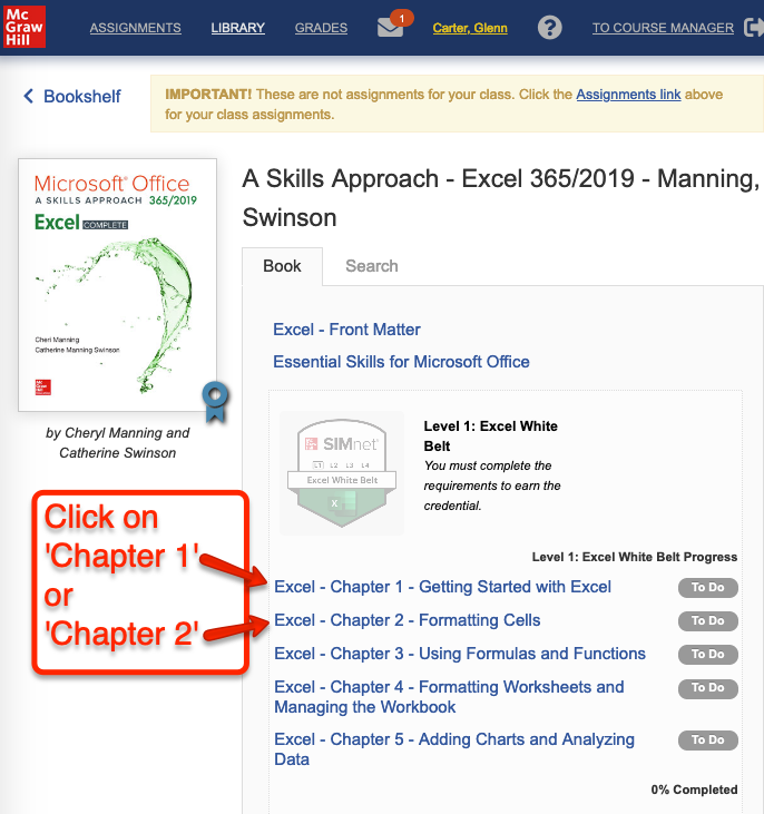 Select either Chapter 1 or 2