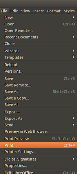 select file menu print