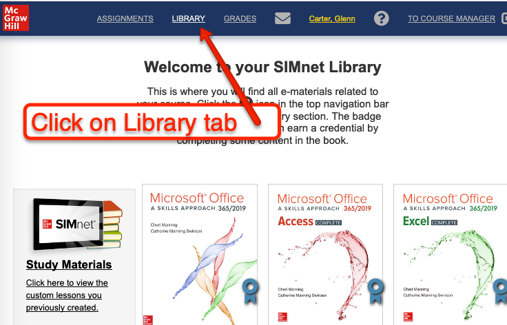 Click the Library tab