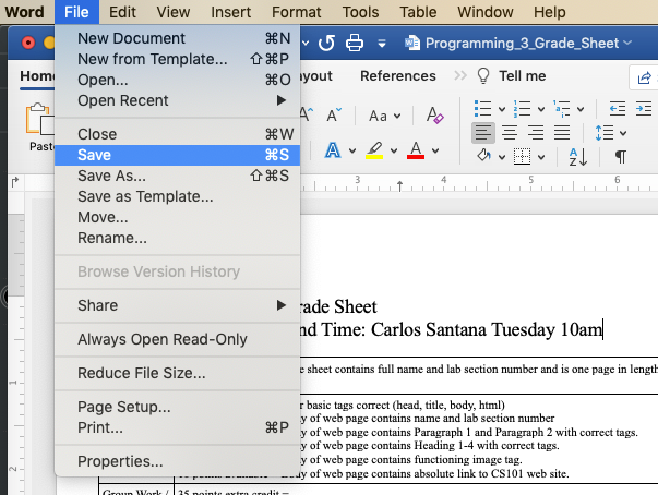 select file menu save