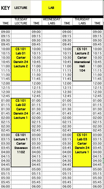 CS101 Schedule