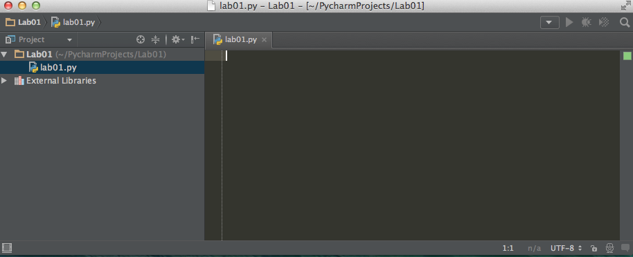 PyCharm file ready for contents