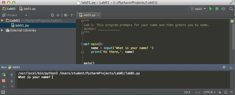 PyCharm run the program
