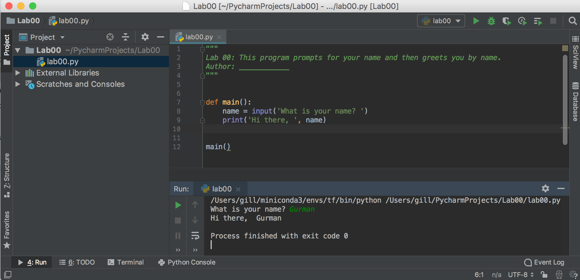 PyCharm run the program