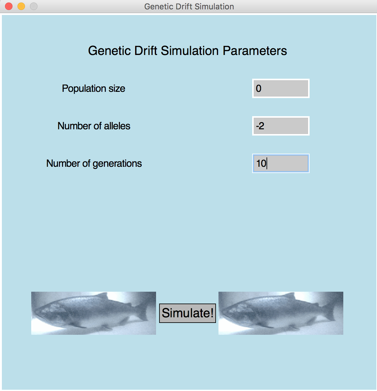 Checking for errors in the three simulation parameters