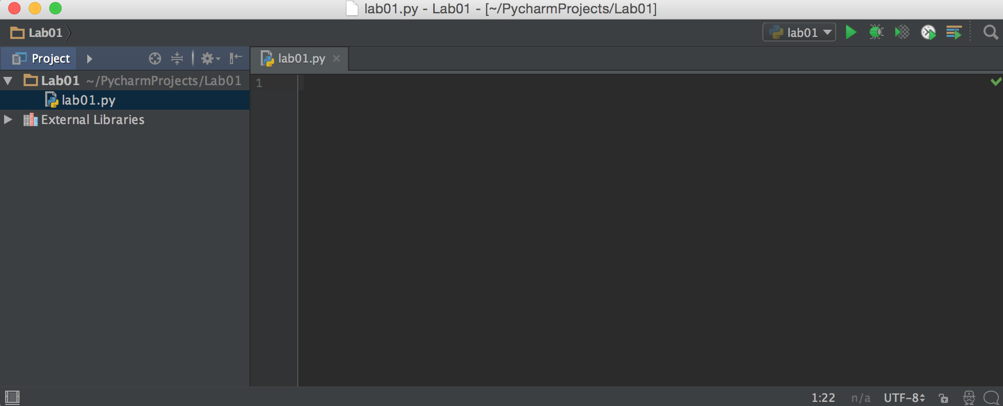 PyCharm file ready for contents