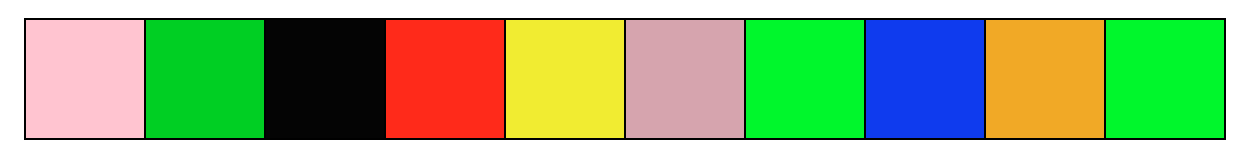 Row of 10 colored squares