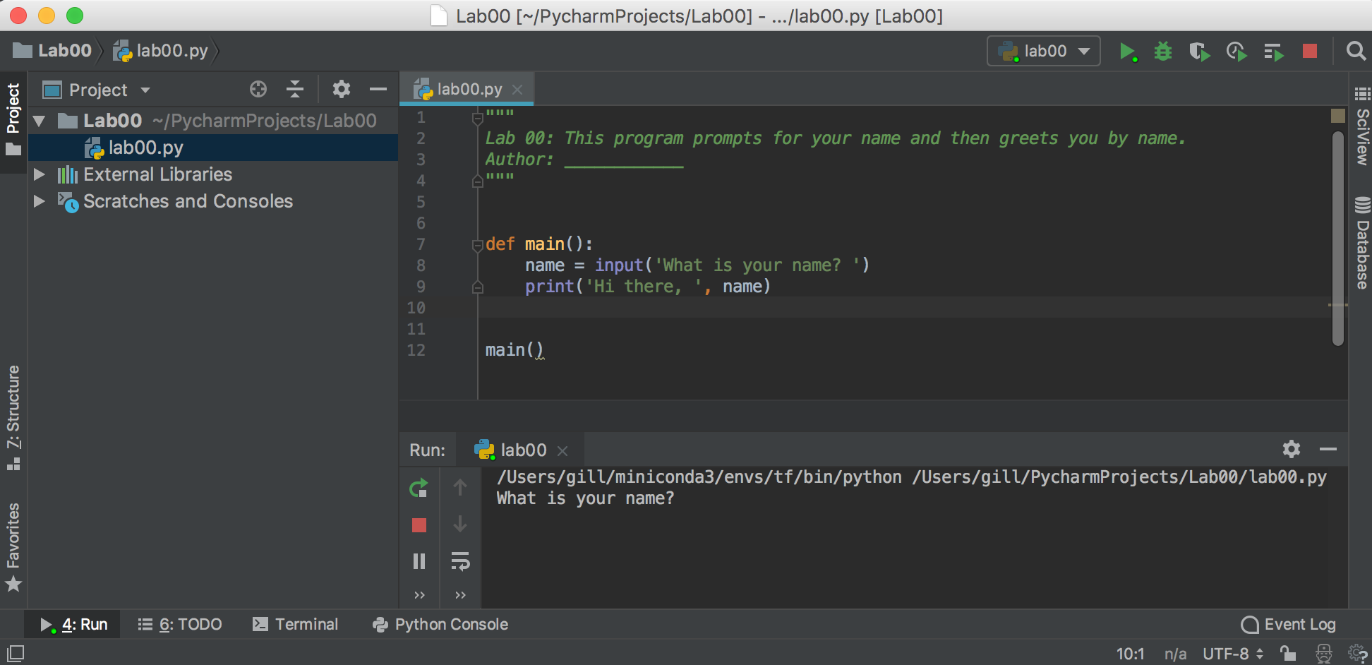 PyCharm run the program