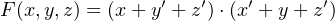 F(x,y,z) = (x+ y′ + z′)⋅(x′ + y +z′)
