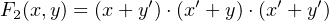 F2(x,y) = (x+ y′)⋅(x′ + y)⋅(x′ + y′)
