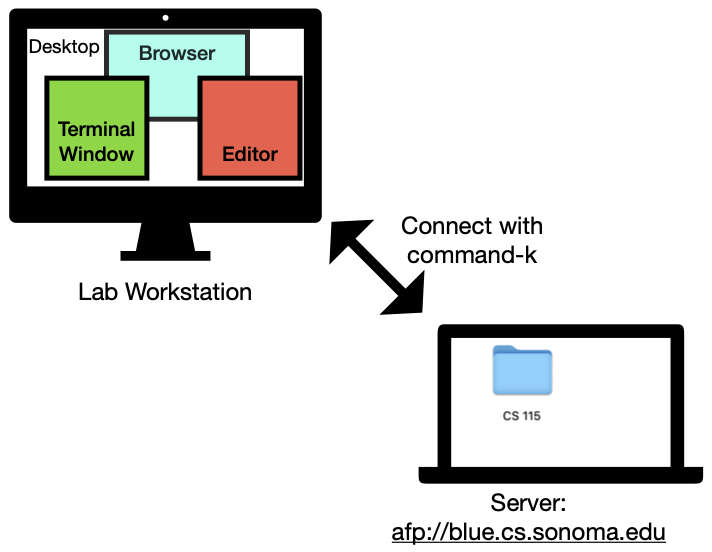 working with a lab workstation and remote server