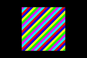 image with black border and with diagonal, multi-color stripes